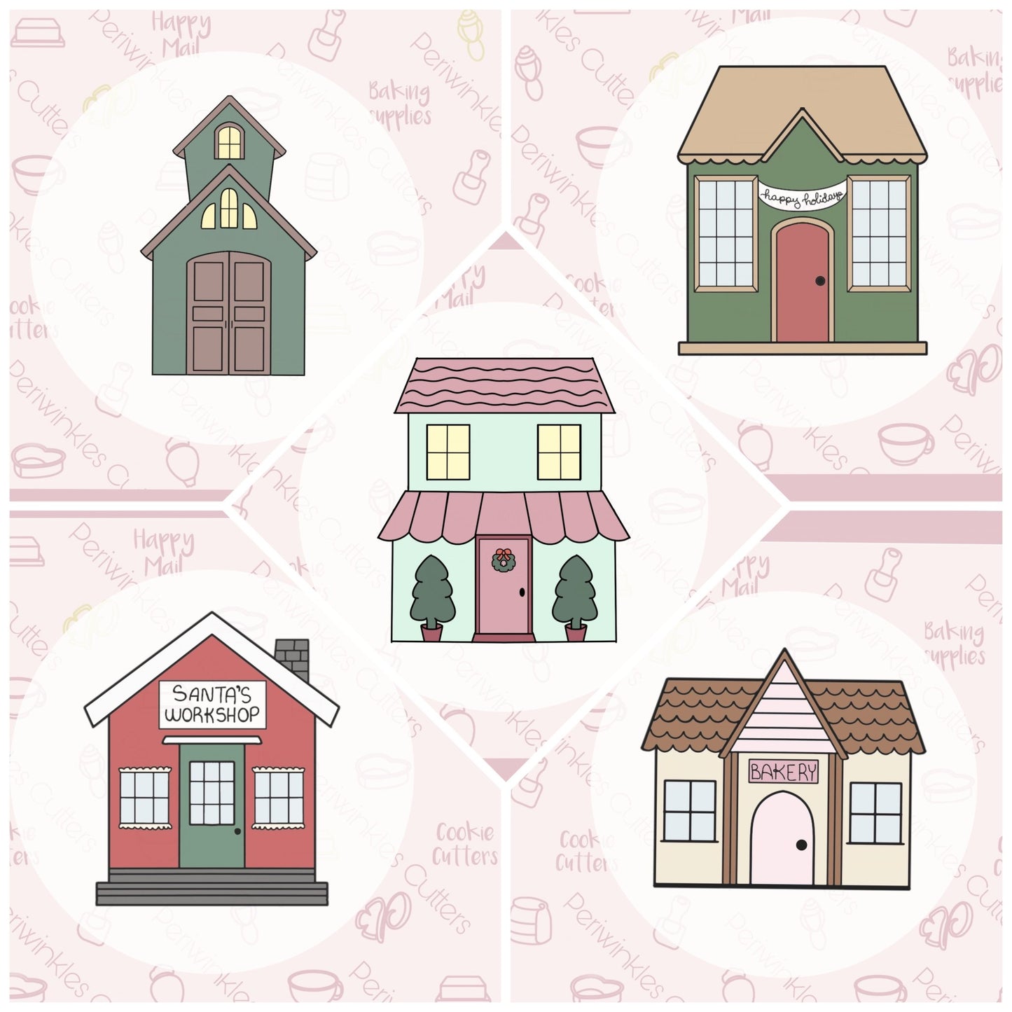 Christmas Villages Cookie Cutter - Individual - Periwinkles Cutters