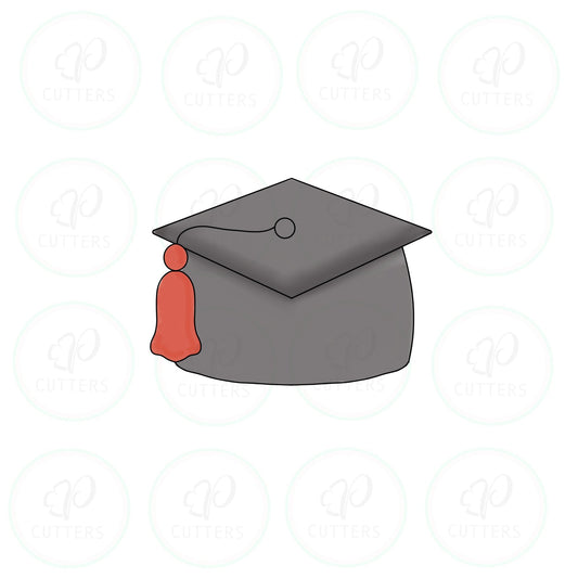 Chubby Grad Hat B Cookie Cutter - Periwinkles Cutters
