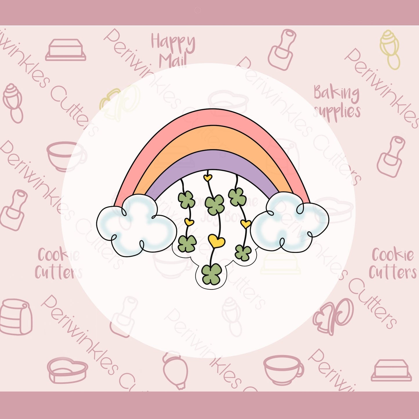 Clover Rainbow Shower Cookie Cutter - Periwinkles Cutters