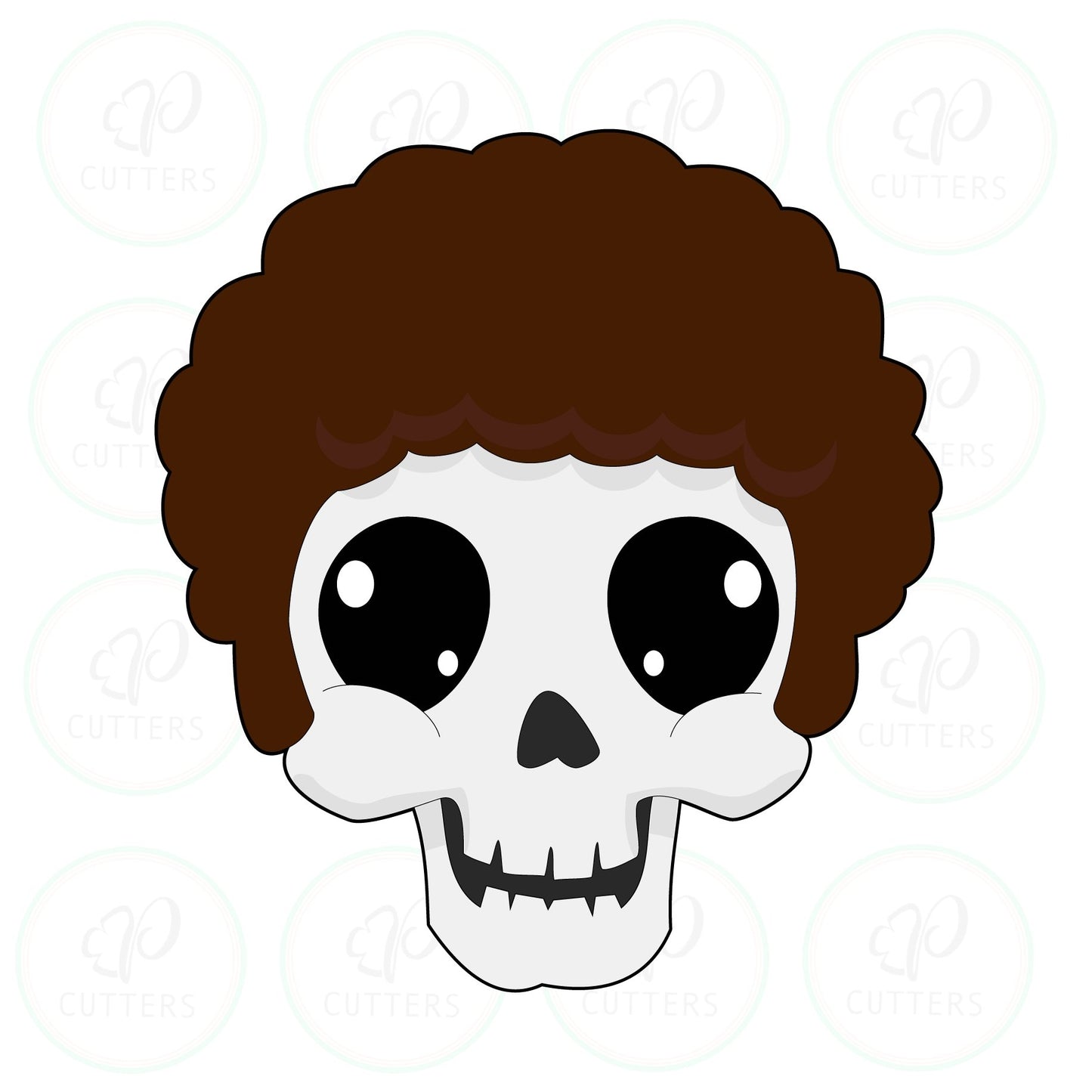 Cool Afro Hair Skull Cookie Cutter - Periwinkles Cutters