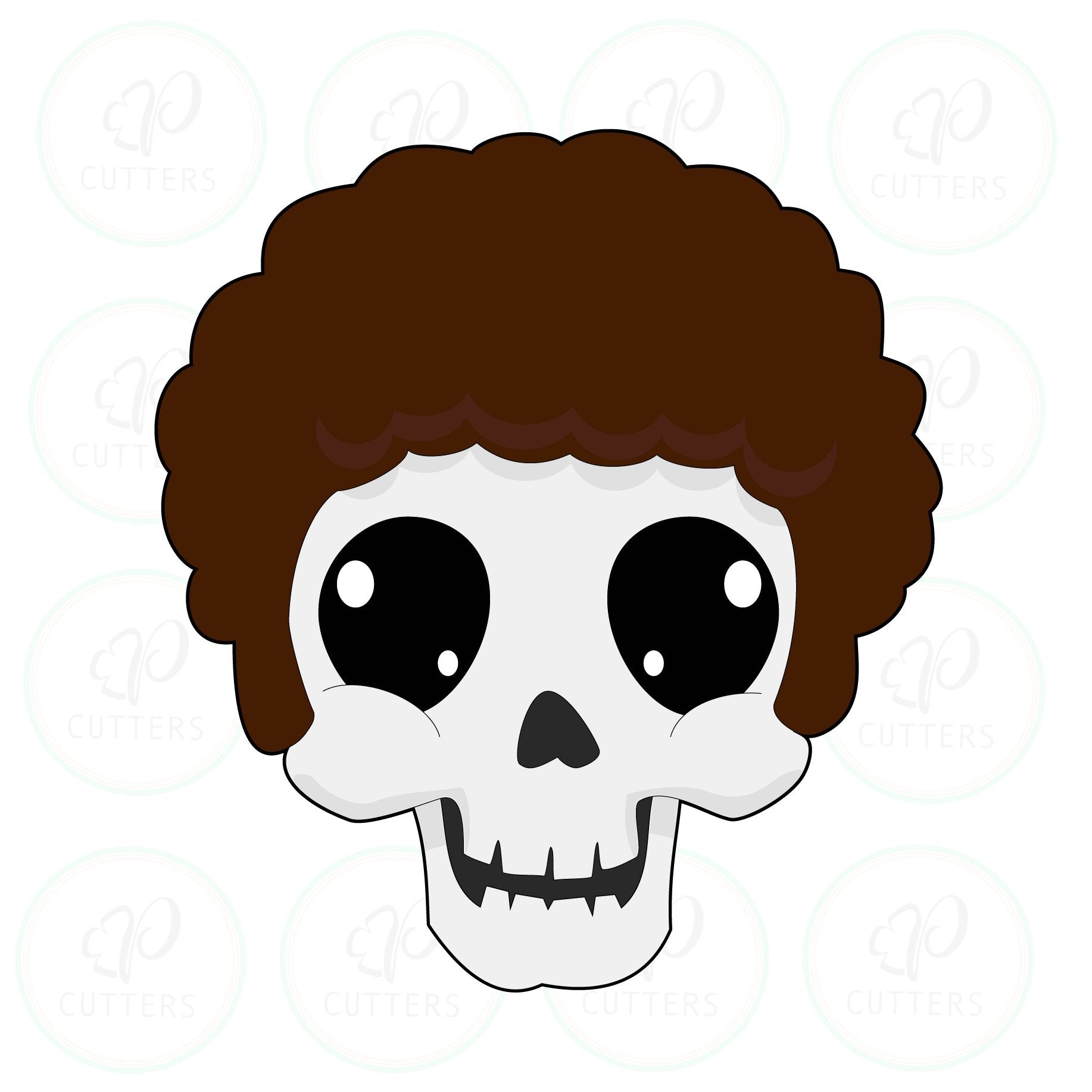 Cool Afro Hair Skull Cookie Cutter - Periwinkles Cutters