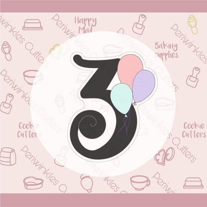 Curly Balloons Numbers Cookie Cutter - Periwinkles Cutters