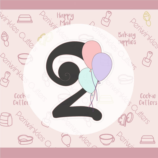 Curly Balloons Numbers Cookie Cutter - Periwinkles Cutters