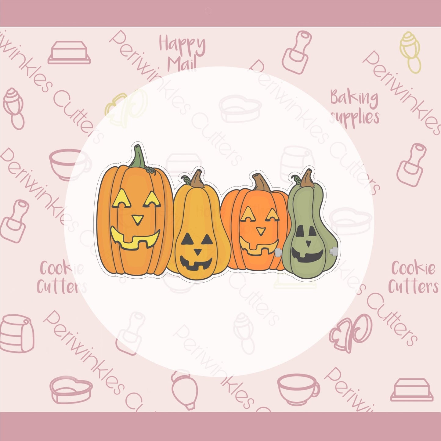 Curvy Pumpkins Plaque Cookie Cutter - Periwinkles Cutters