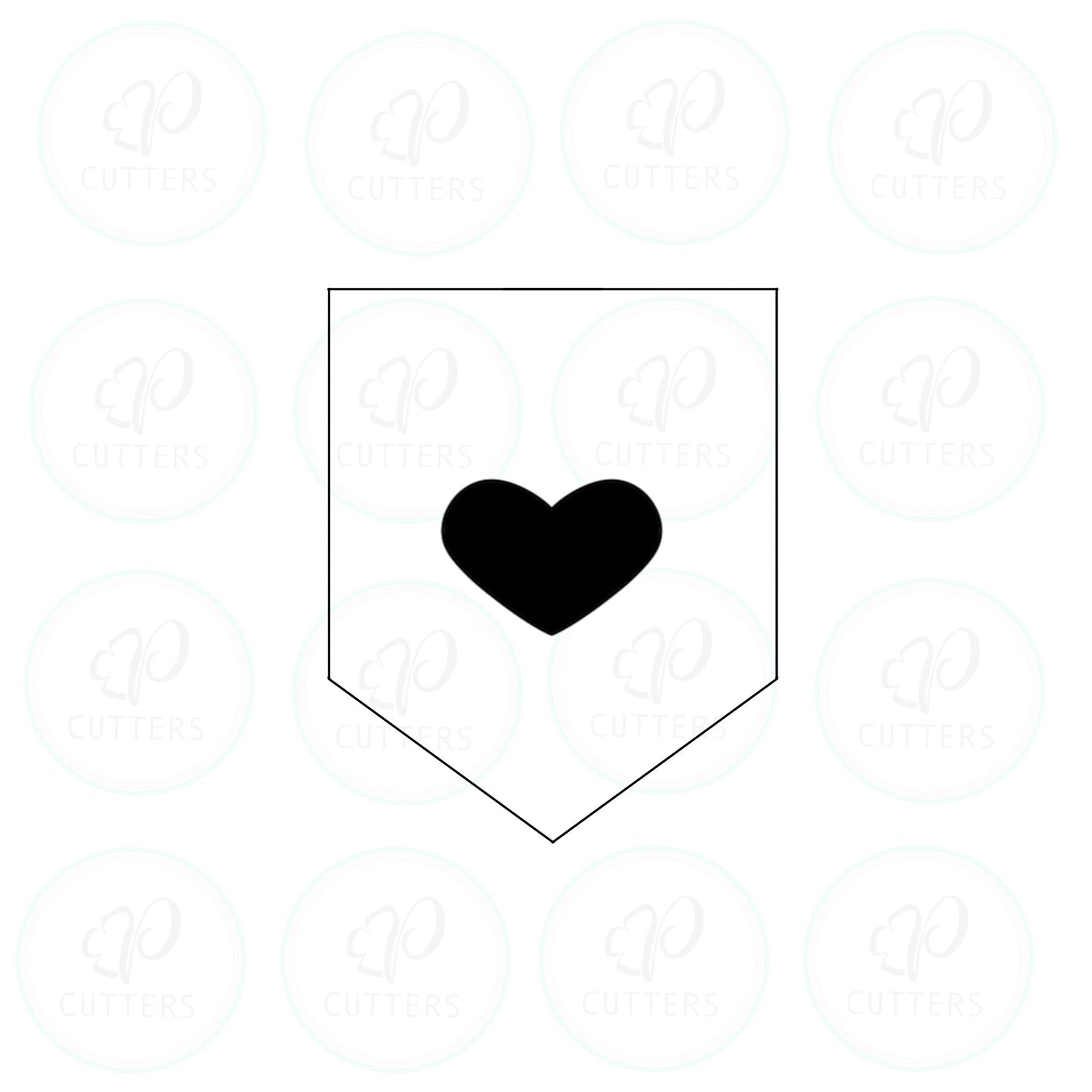 Cut out Heart Banner Flag Cookie Cutter - Periwinkles Cutters