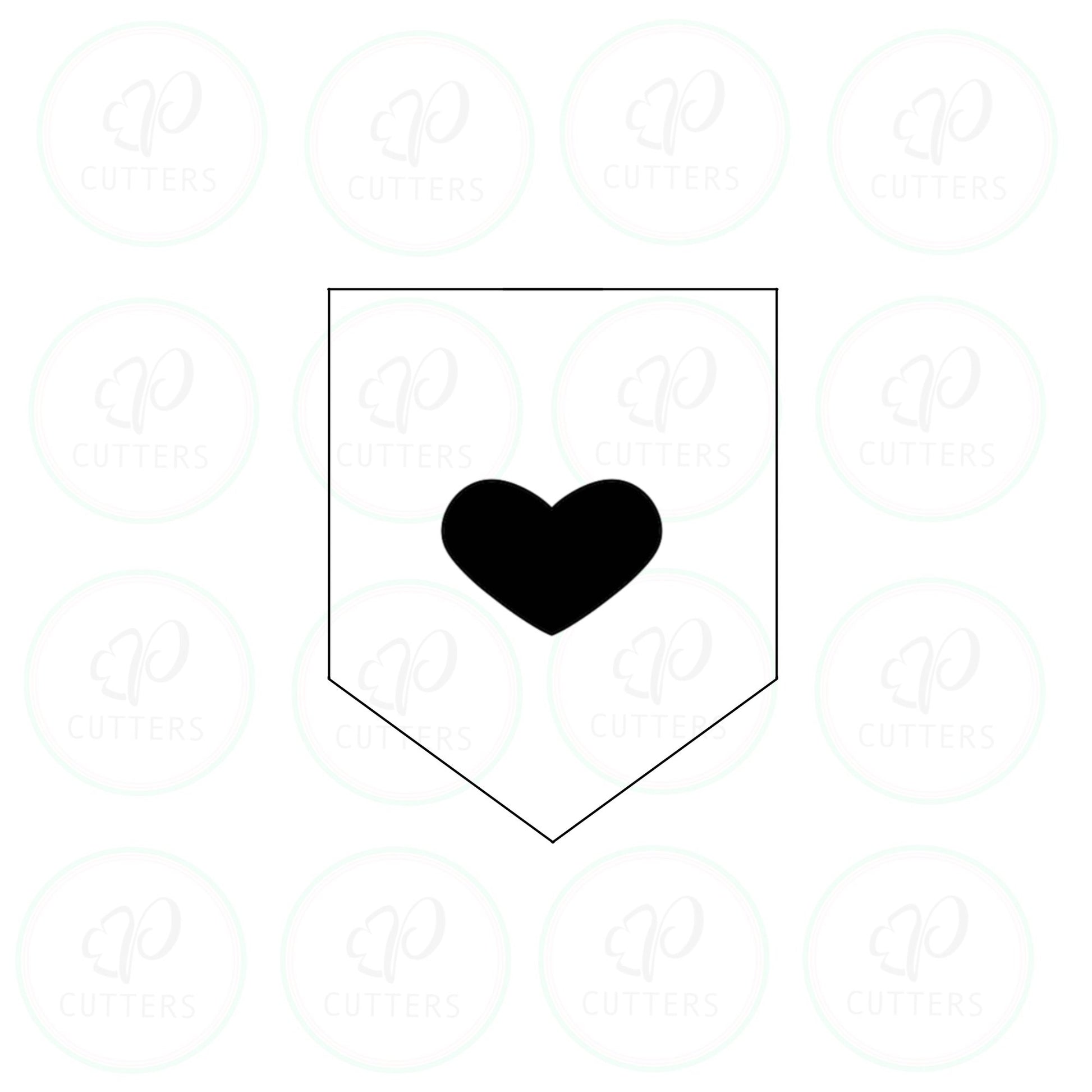Cut out Heart Banner Flag Cookie Cutter - Periwinkles Cutters
