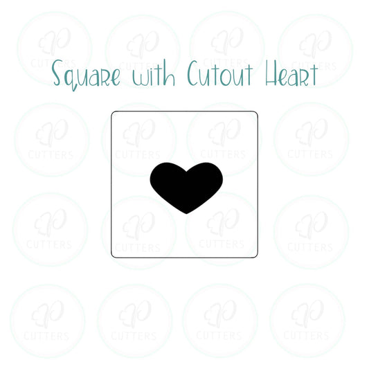 Cut out Heart Square Cookie Cutter - Periwinkles Cutters