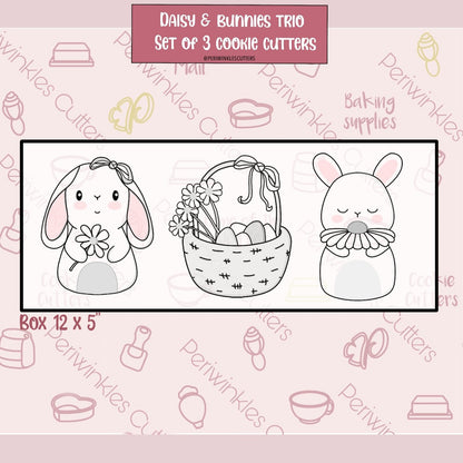 Daisy and Bunnies Trio Set of 3 Cookie Cutter - Periwinkles Cutters