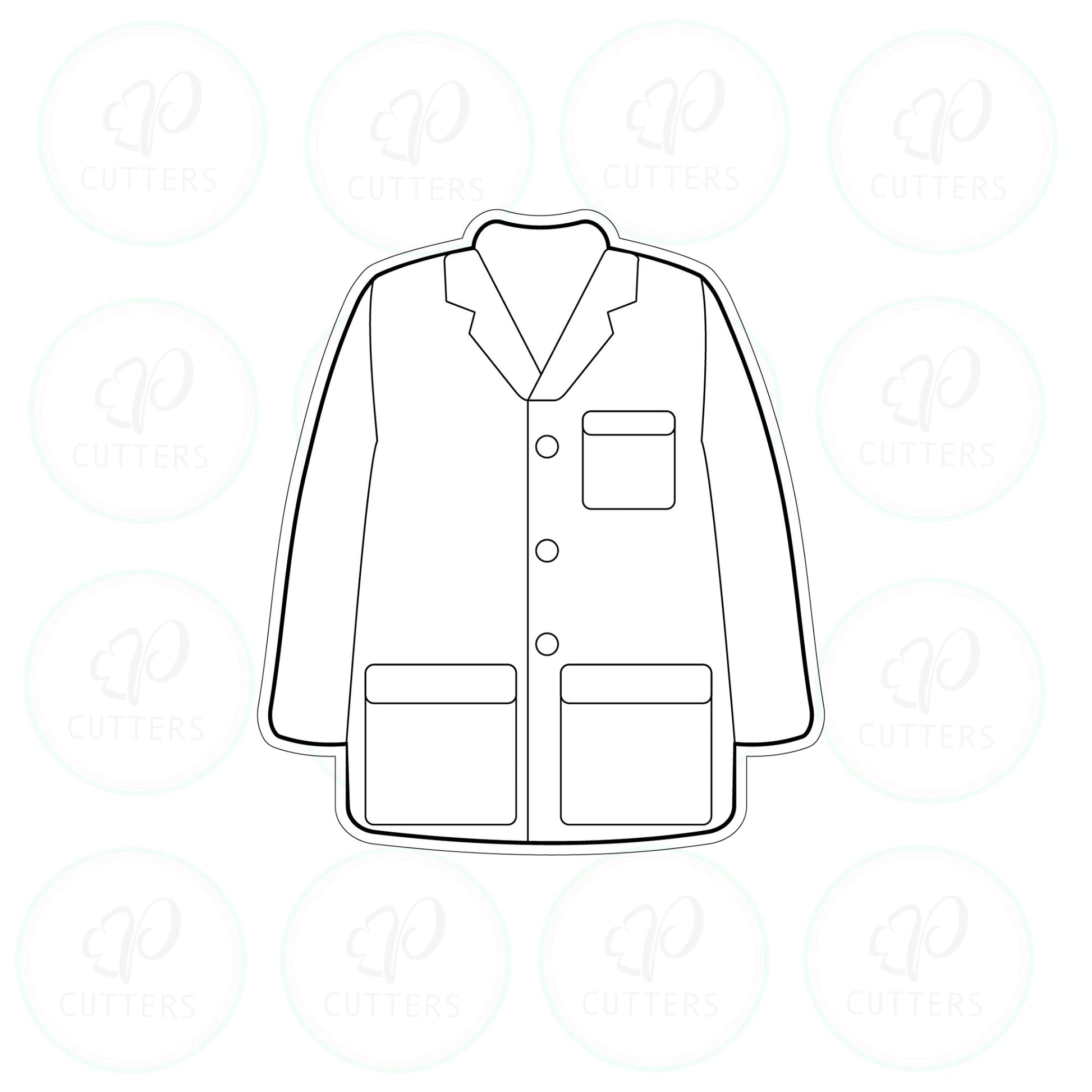 Doctor Gown Cookie Cutter - Lab Coat Cookie Cutter - Periwinkles Cutters