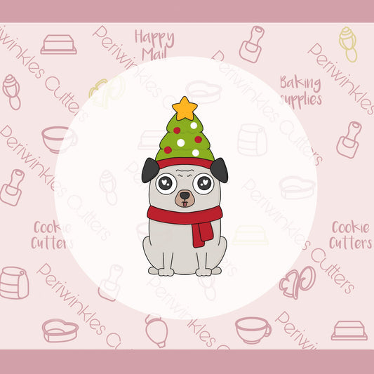 Doggy with Christmas Tree Hat Cookie Cutter - Periwinkles Cutters