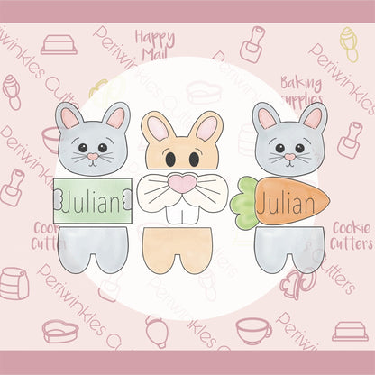 Easter Bunny - 3 Pieces Cookie Cutter Set - Periwinkles Cutters