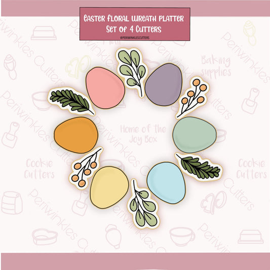 Easter Floral Wreath Set of 4 Cookie Cutter - Periwinkles Cutters