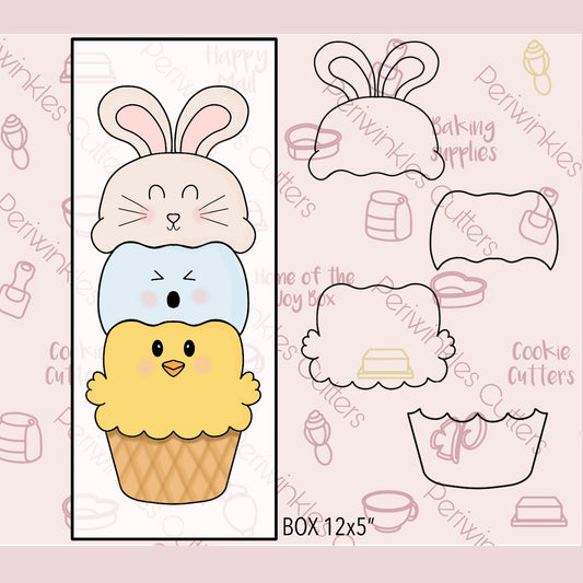 Easter Ice Cream Stack 4 Pieces Set Cookie Cutter - Periwinkles Cutters