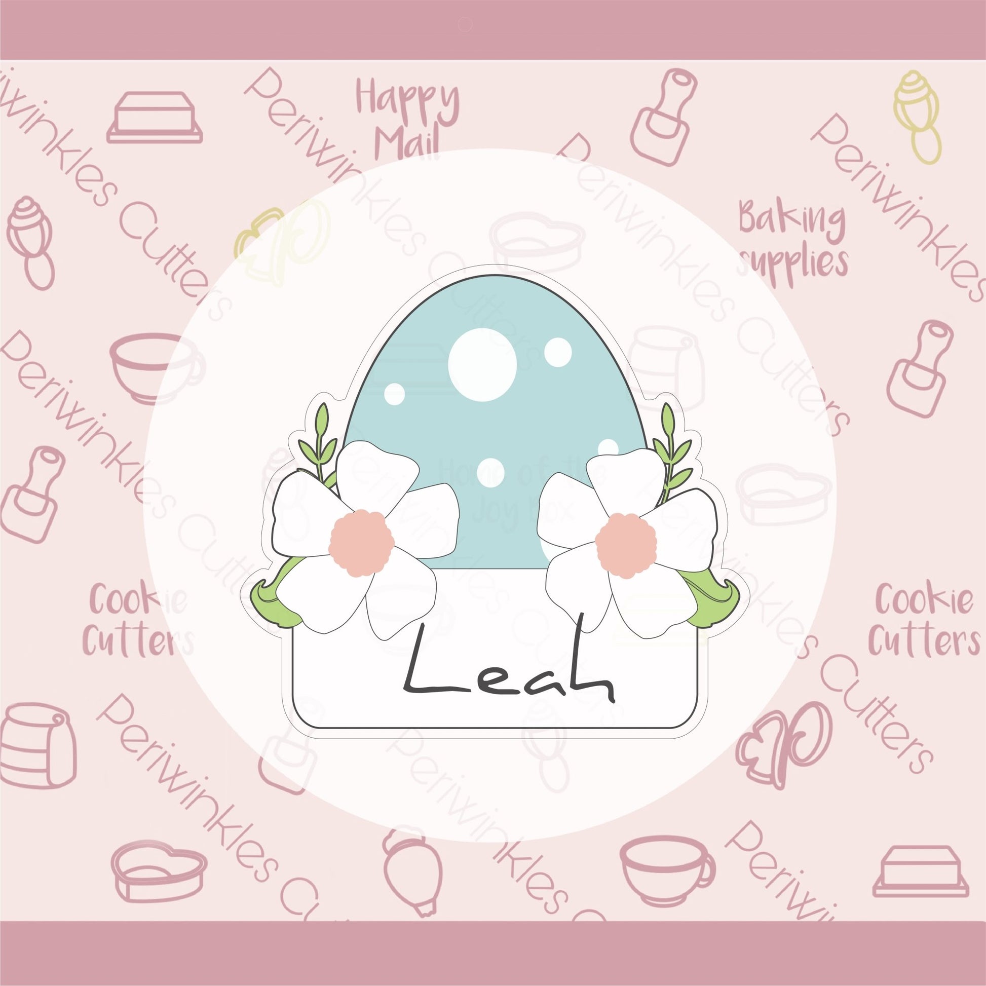 Egg Flower with Banner Cookie Cutter - Periwinkles Cutters