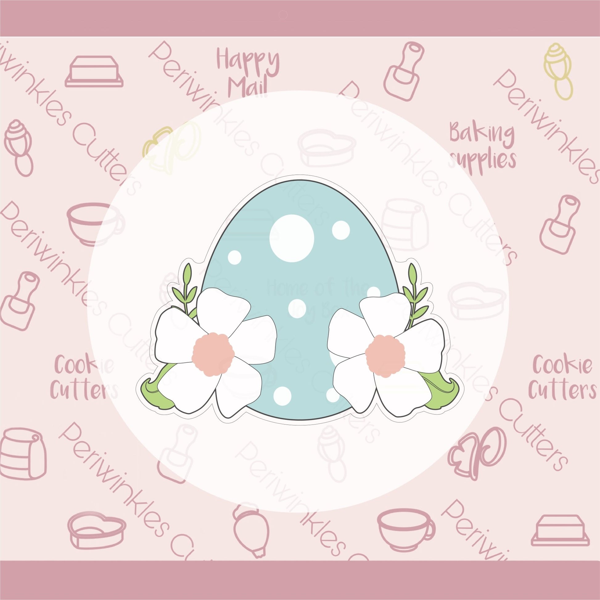 Egg with Flowers or Grass Cookie Cutter - Periwinkles Cutters