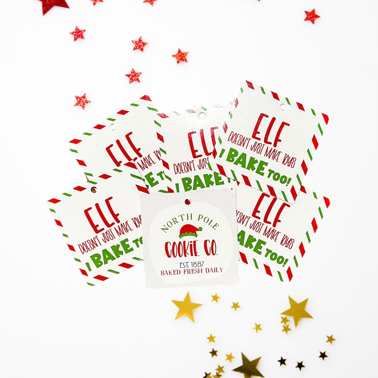Elf Bake Too! Cookie Tag - Periwinkles Cutters Sticker