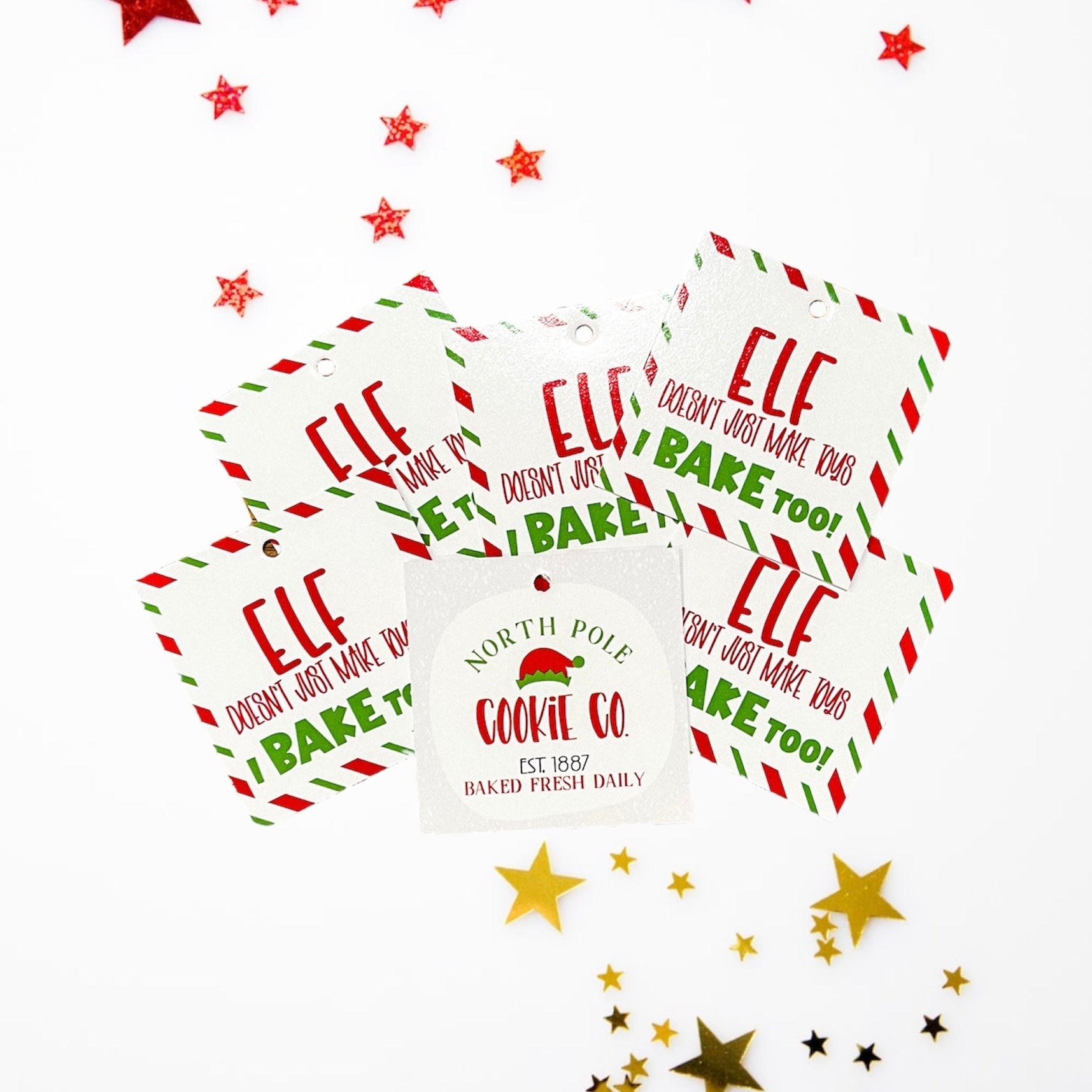 Elf Bake Too! Cookie Tag - Periwinkles Cutters Sticker