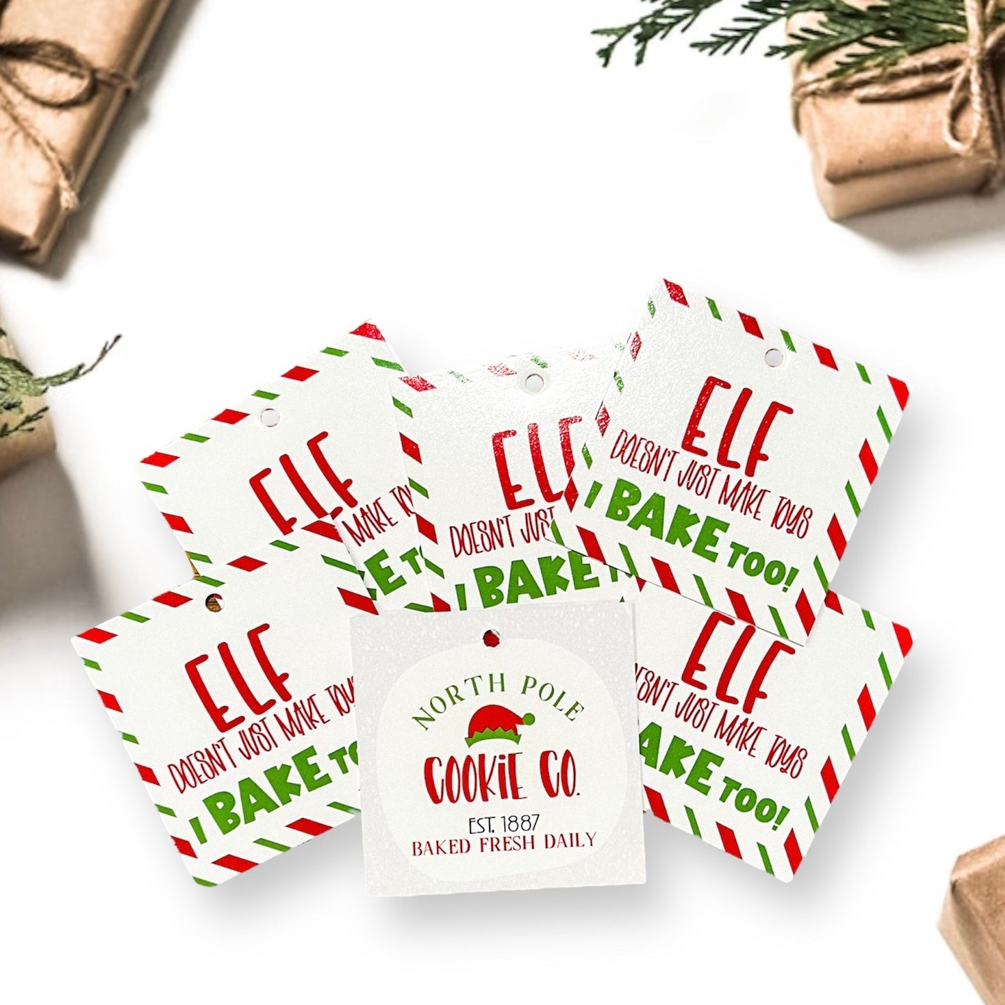 Elf Bake Too! Cookie Tag - Periwinkles Cutters Sticker