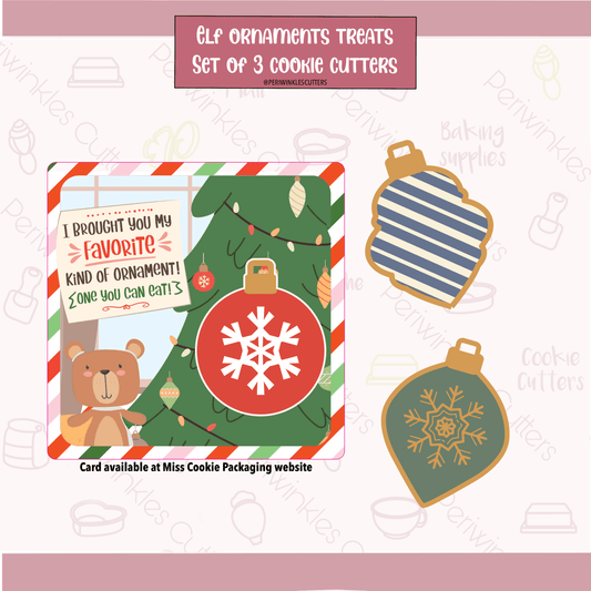 Elf Tree Ornaments Set of 3 Cookie Cutter - Periwinkles Cutters Cookie Cutter