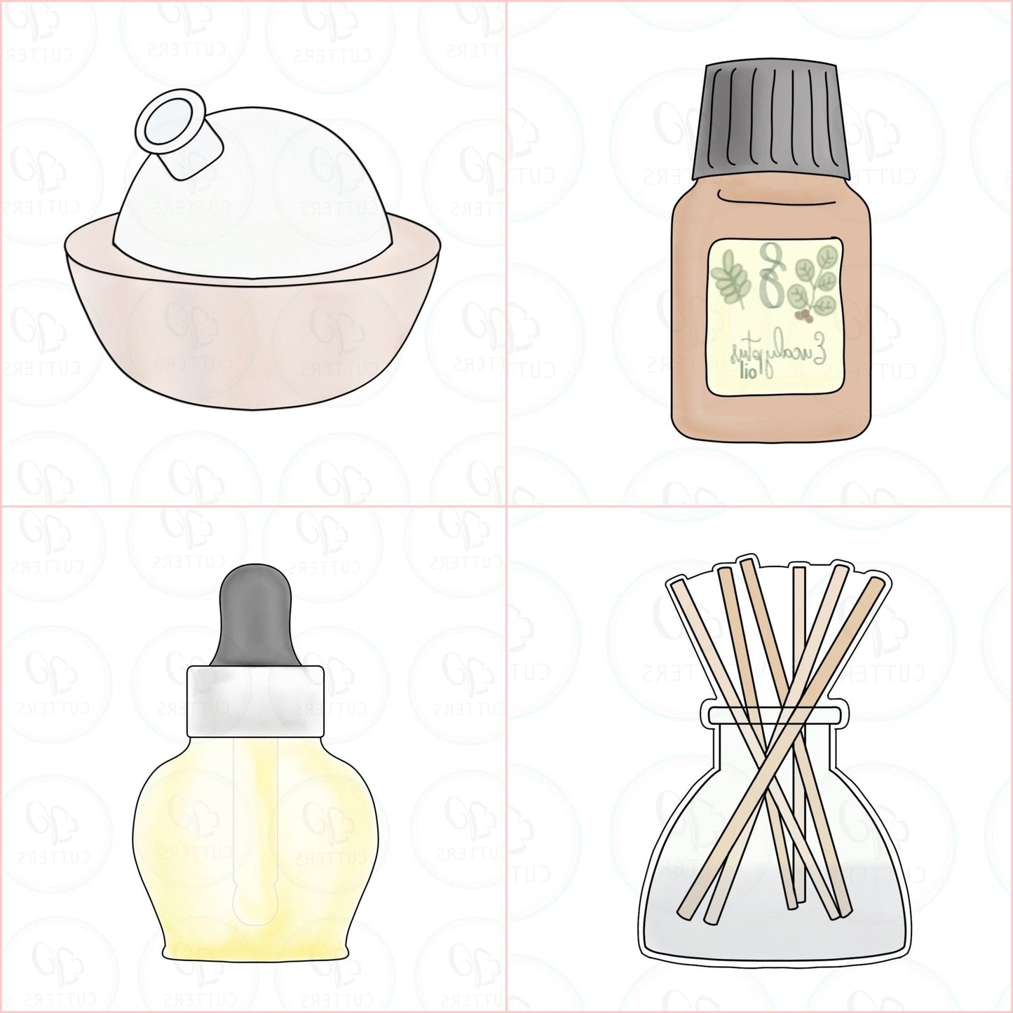 Essential Oils Set Cookie Cutter - Periwinkles Cutters