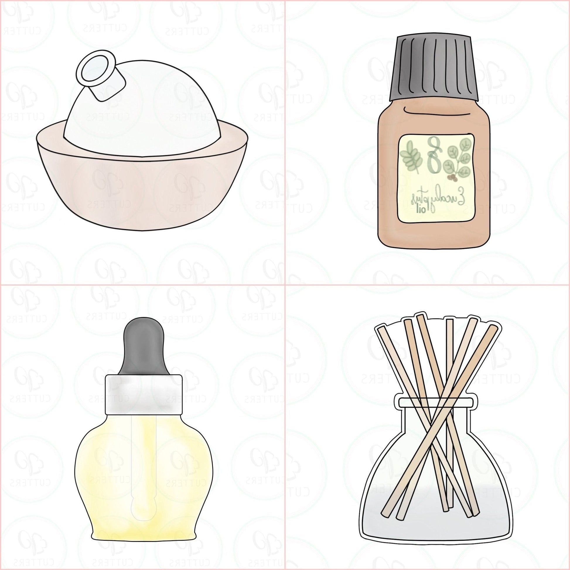 Essential Oils Set Cookie Cutter - Periwinkles Cutters