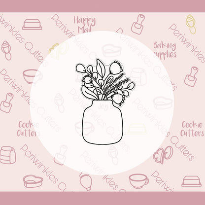 Fall Floral Vase Cookie Cutter - Periwinkles Cutters