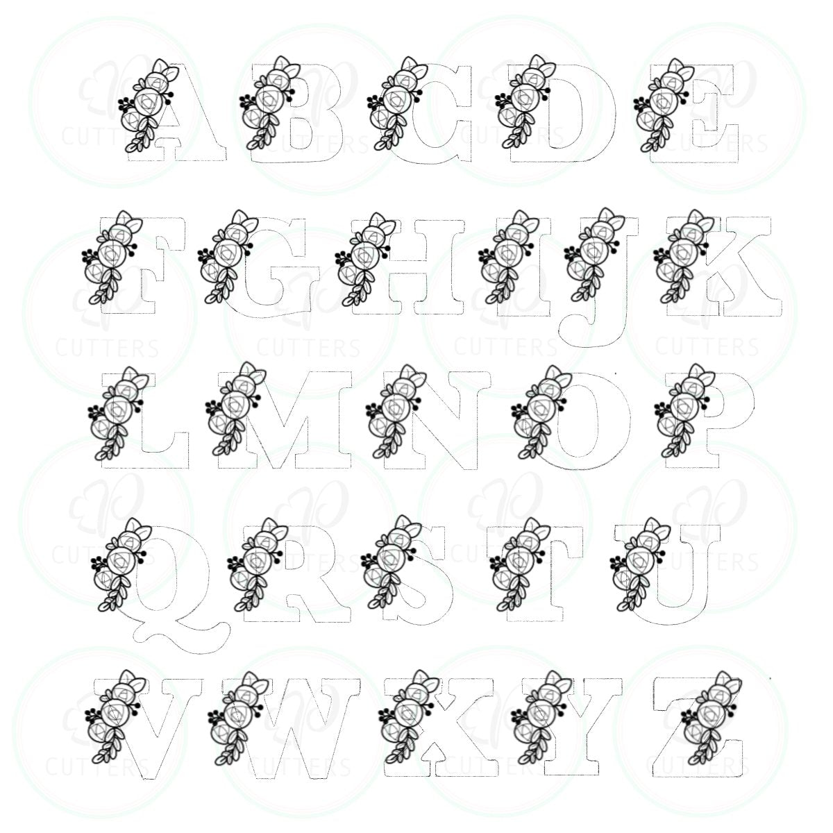 Floral Alphabet Cookie Cutter - Individual Letters - Periwinkles Cutters