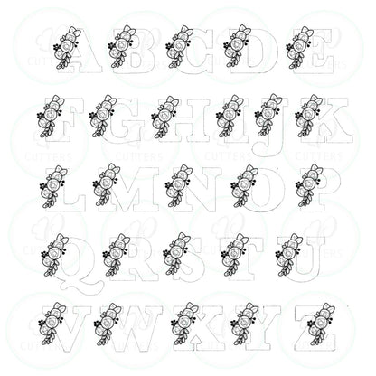 Floral Alphabet Cookie Cutter - Individual Letters - Periwinkles Cutters