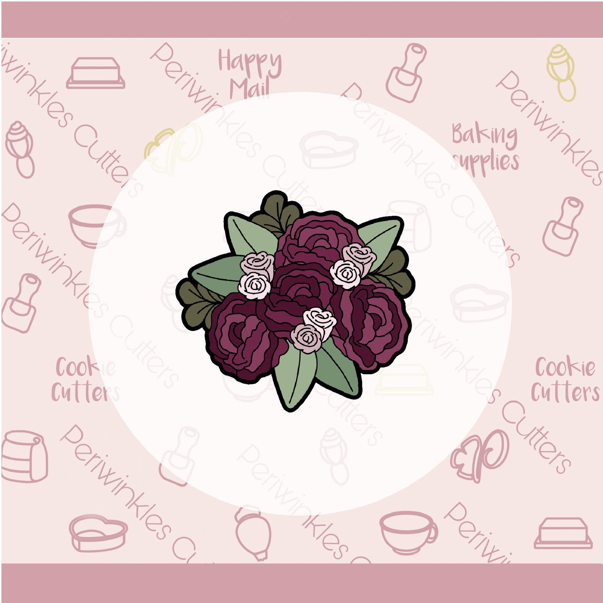 Floral Arrangement Top View Cookie Cutter - Periwinkles Cutters