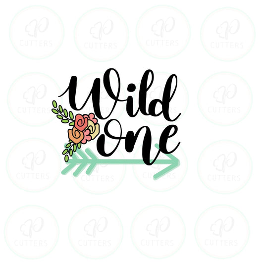 Floral Arrow Wild one plaque Cookie Cutter - Periwinkles Cutters