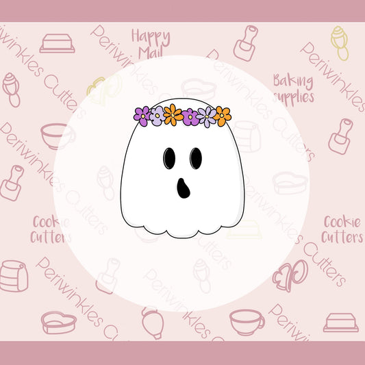 Floral Crown Ghost Cookie Cutter - Periwinkles Cutters