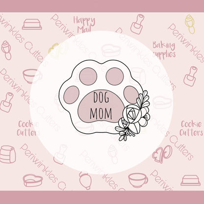 Floral Dog Paw Cookie Cutter - Periwinkles Cutters