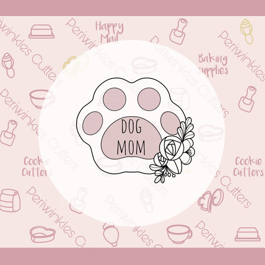 Floral Dog Paw Cookie Cutter - Periwinkles Cutters