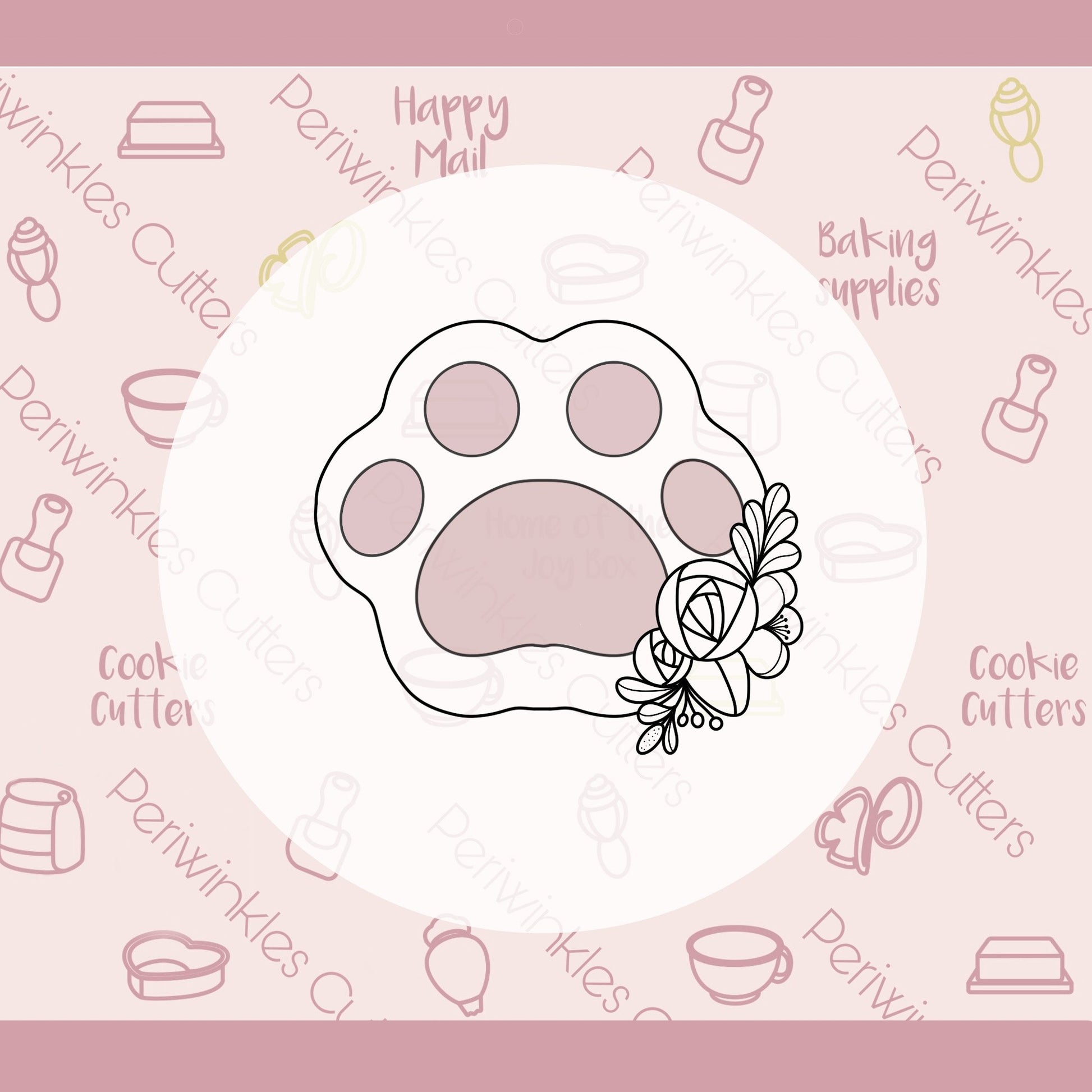Floral Dog Paw Cookie Cutter - Periwinkles Cutters