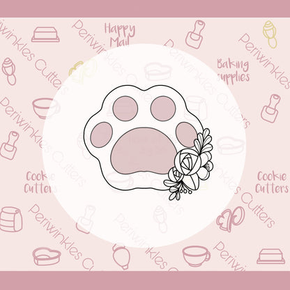 Floral Dog Paw Cookie Cutter - Periwinkles Cutters