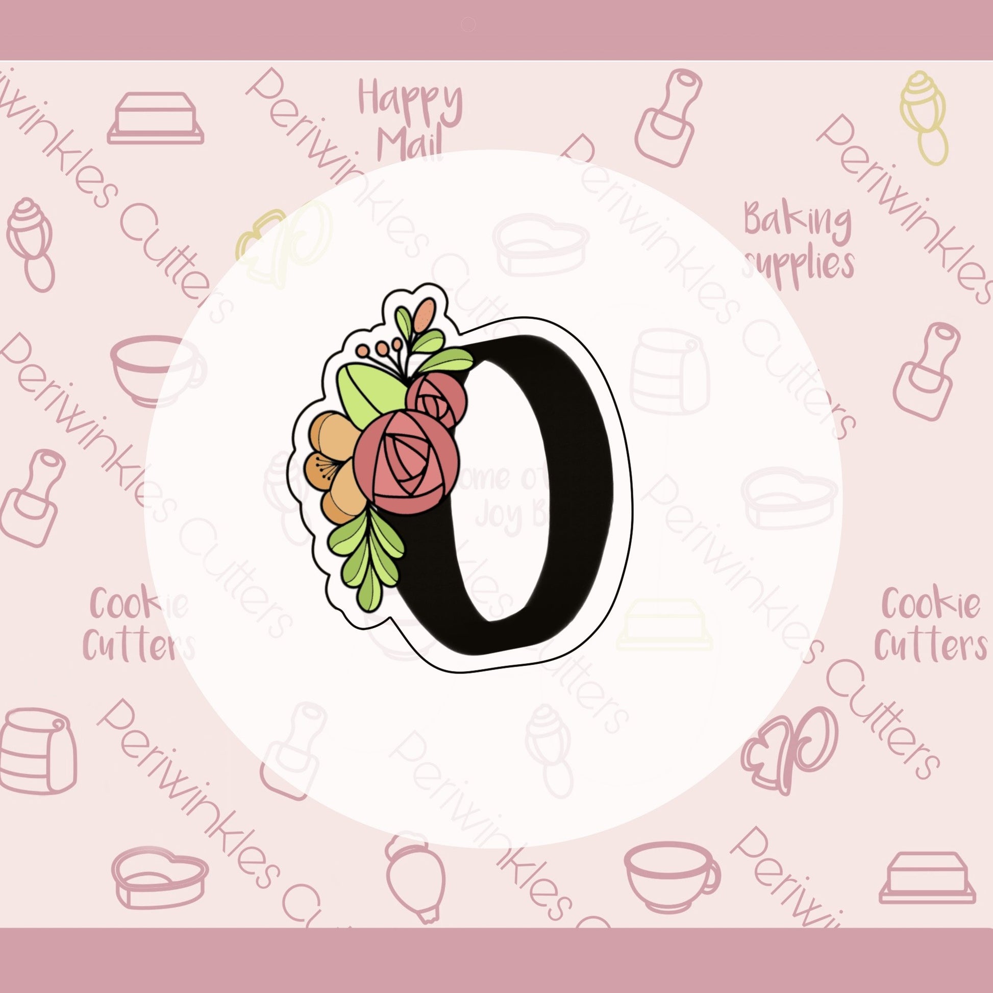 Floral Letter O Cookie Cutter - Periwinkles Cutters