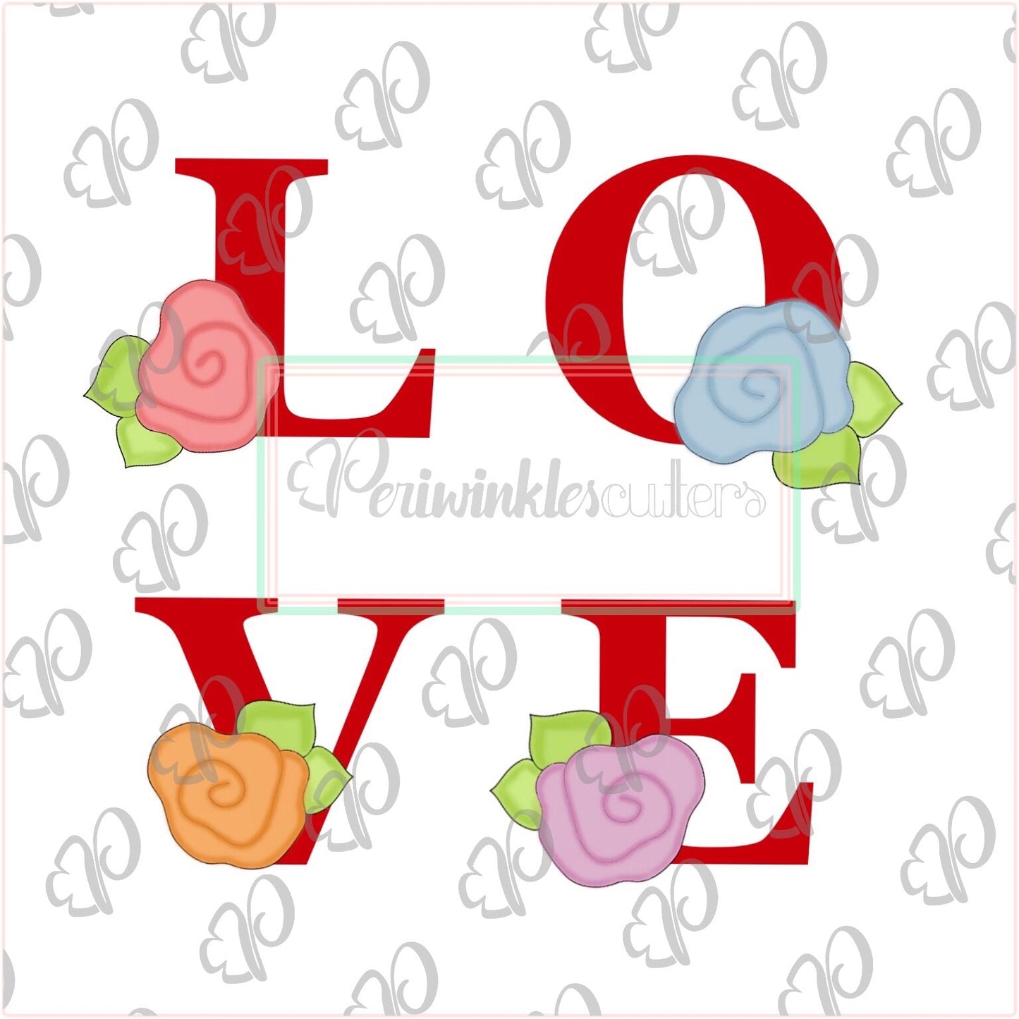 Floral Love Letters Cookie Cutter - Periwinkles Cutters