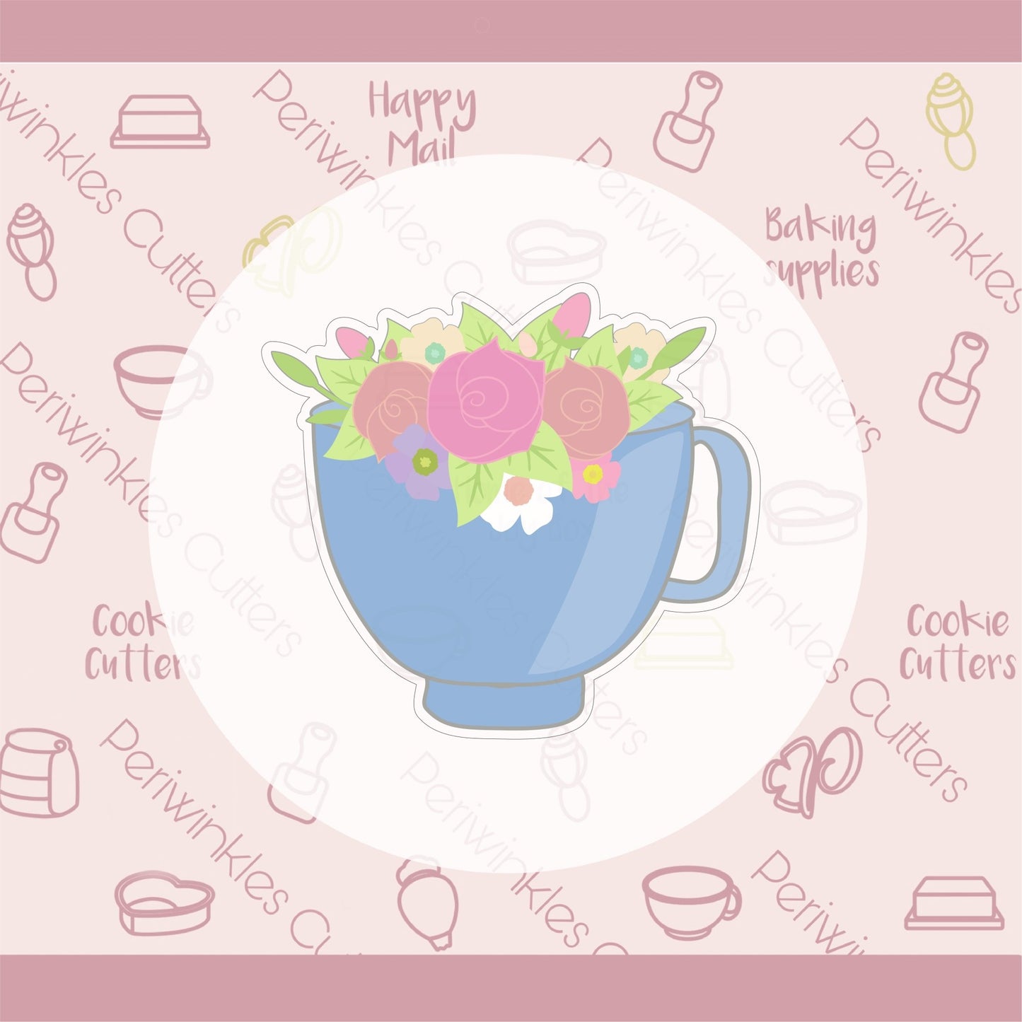 Floral Mixer Bowl Cookie Cutter - Periwinkles Cutters