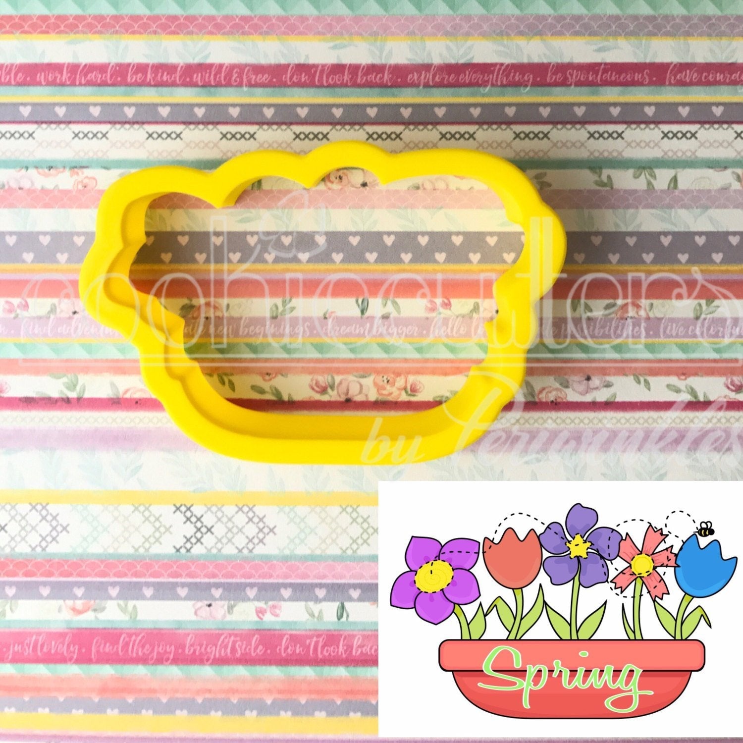 Floral Pot Cookie Cutter - Periwinkles Cutters
