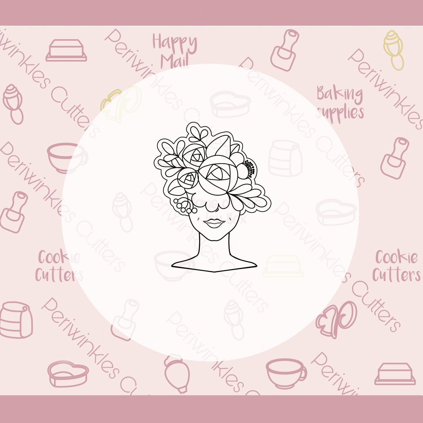 Floral Woman Cookie Cutter - Periwinkles Cutters