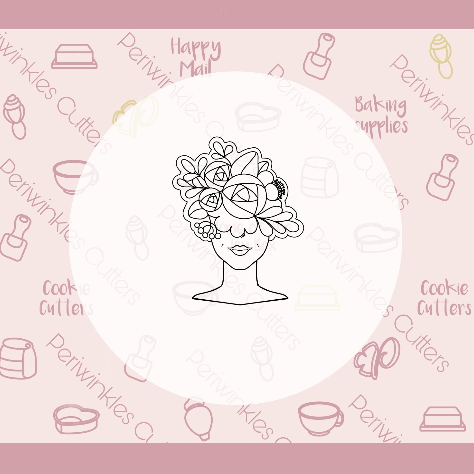 Floral Woman Cookie Cutter - Periwinkles Cutters
