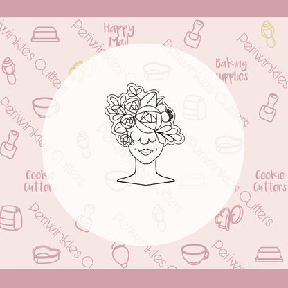 Floral Woman Cookie Cutter - Periwinkles Cutters