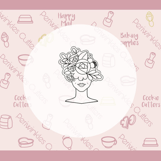 Floral Woman Cookie Cutter - Periwinkles Cutters
