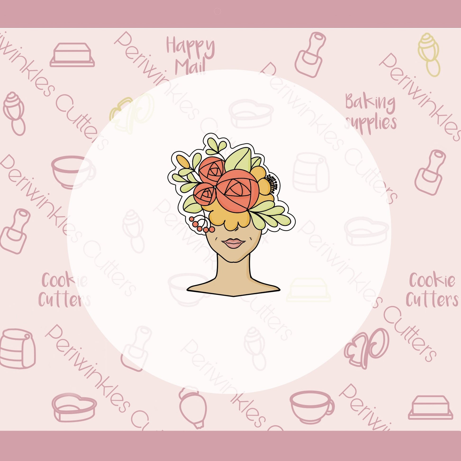 Floral Woman Cookie Cutter - Periwinkles Cutters