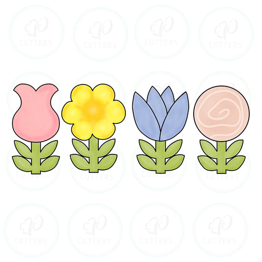 Flowers Cookie Cutter Set - Tulip Rose - Wild - Round - Daisy - Cookie Cutter - Periwinkles Cutters
