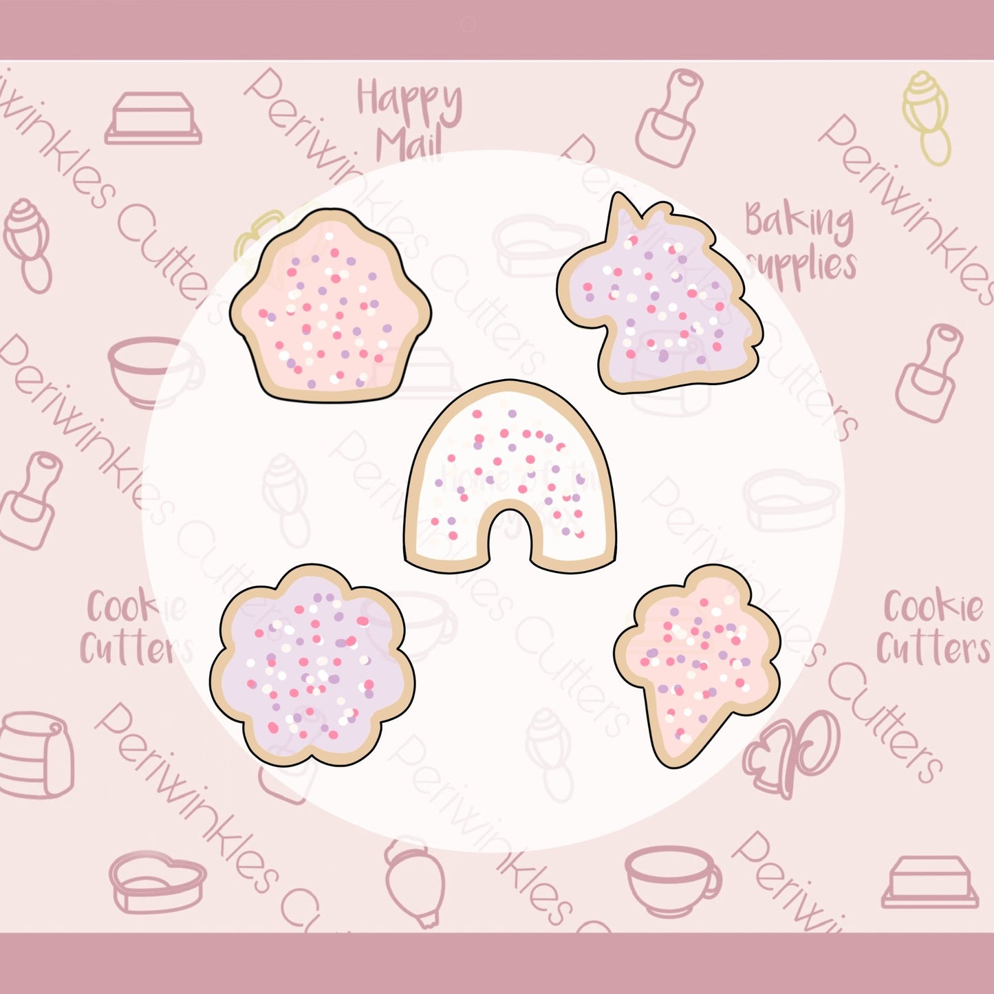 Frosted Valentine Magical Mini Cookie Cutters Set 5 Pieces - Periwinkles Cutters
