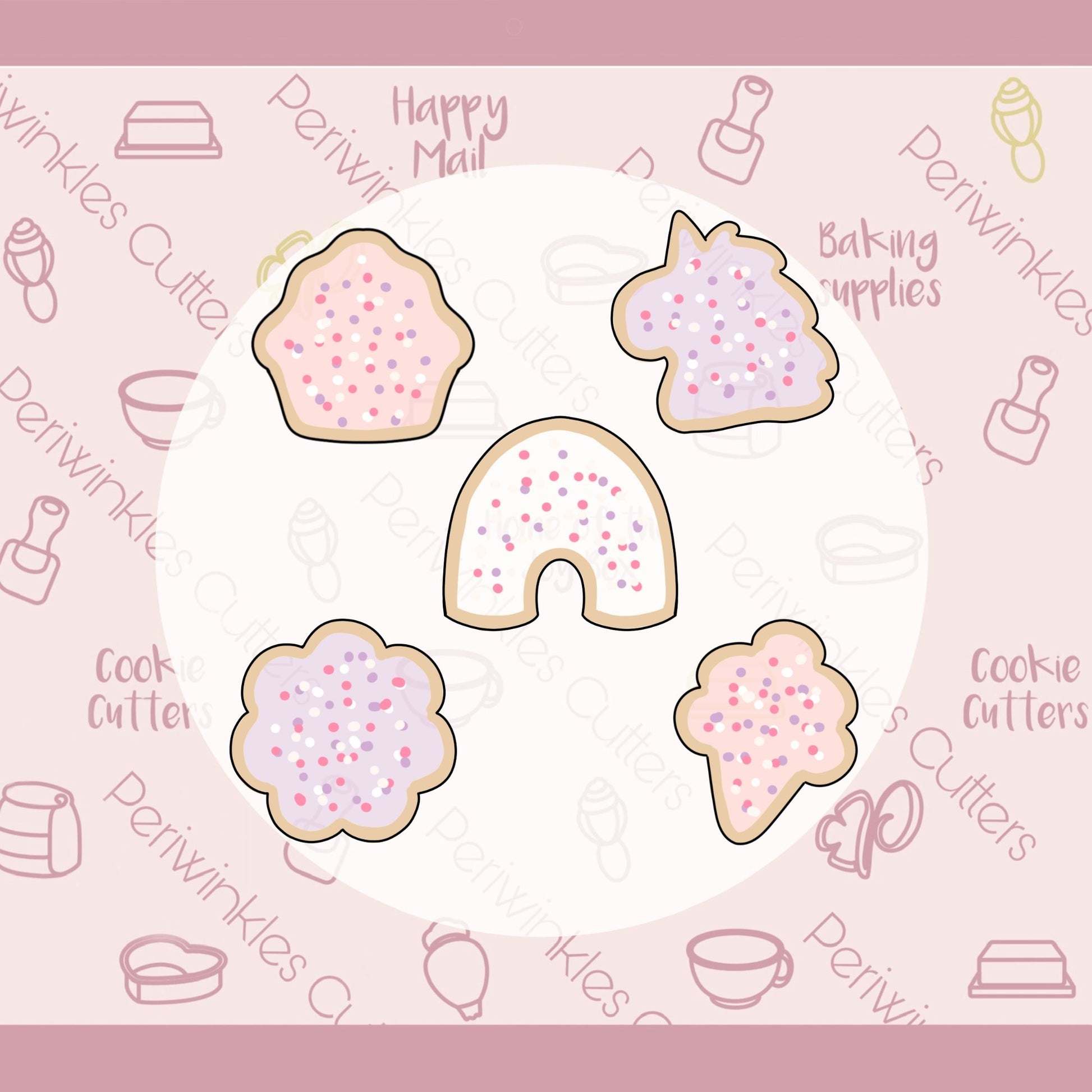 Frosted Valentine Magical Mini Cookie Cutters Set 5 Pieces - Periwinkles Cutters