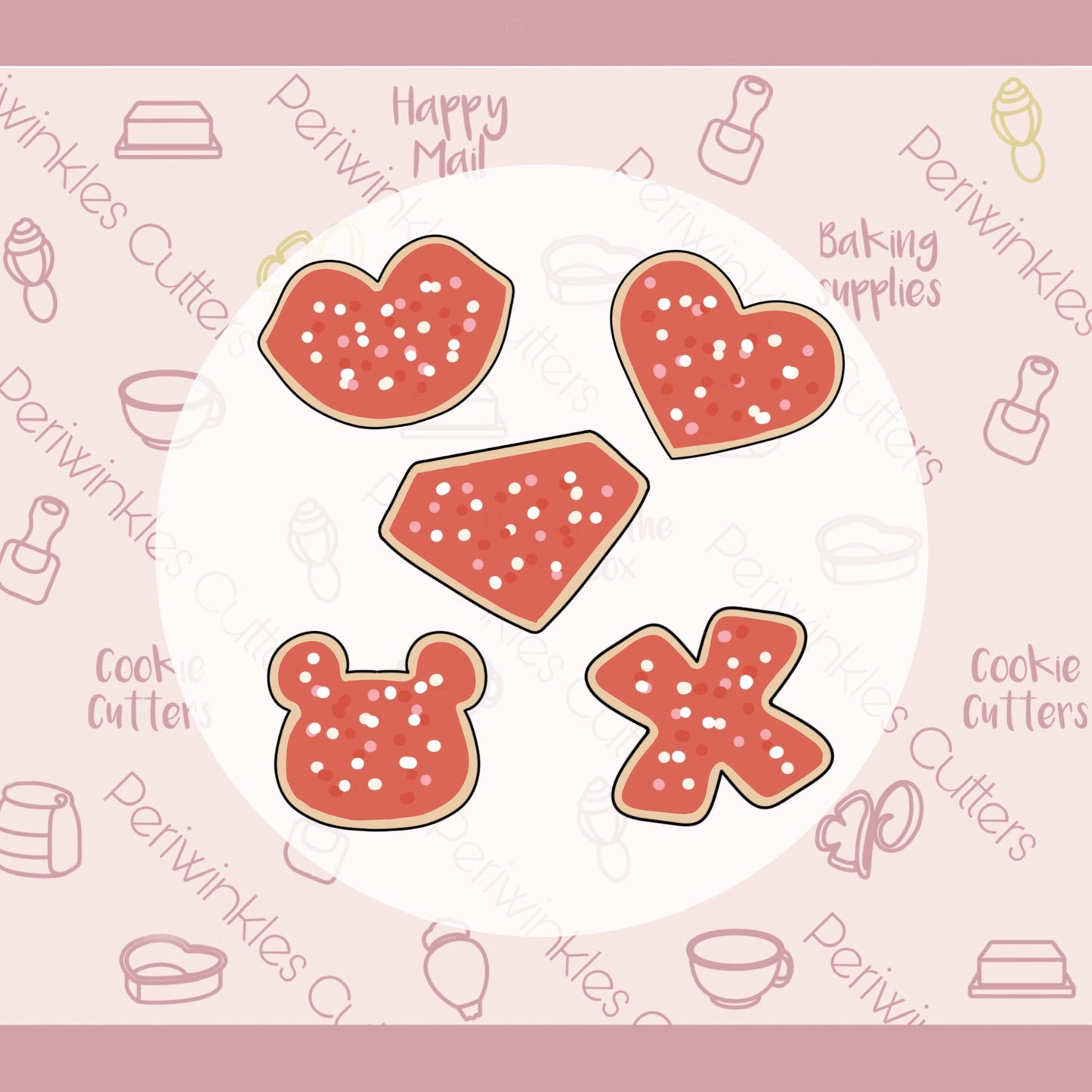 Frosted Valentine Mini Cookie Cutters Set 5 Pieces - Periwinkles Cutters