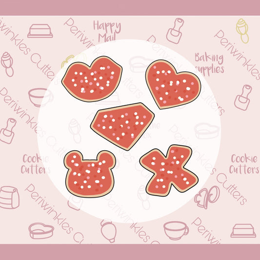 Frosted Valentine Mini Cookie Cutters Set 5 Pieces - Periwinkles Cutters
