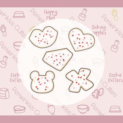 Frosted Valentine Mini Cookie Cutters Set 5 Pieces - Periwinkles Cutters